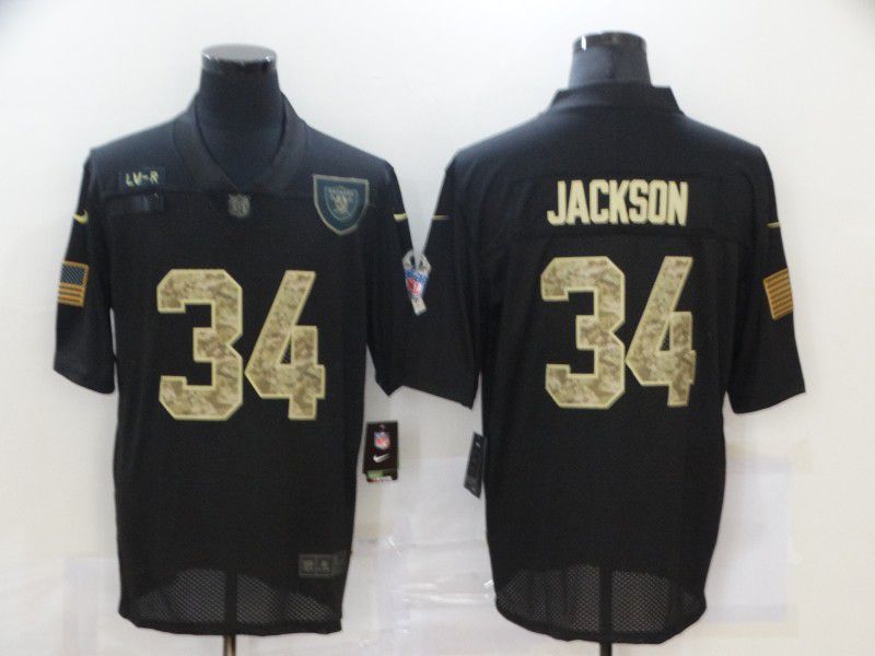 Men Okaland Raiders #34 Jackson Black camo Lettering 2020 Nike NFL Jersey->oakland raiders->NFL Jersey